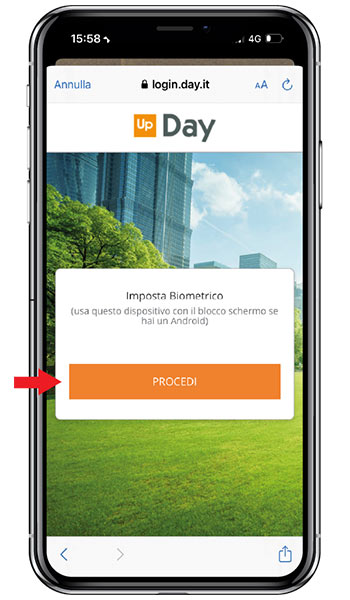 Step 5 | 1. Imposta riconoscimento Biometrico: Procedi