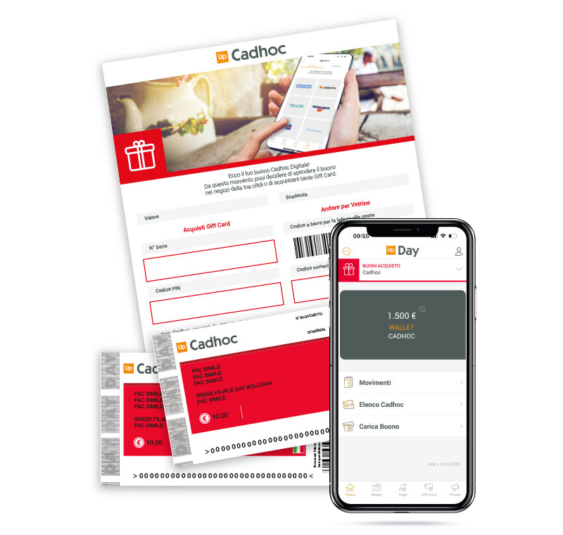 Cadhoc Buoni Acquisto Up Day: app per smartphone, buoni elettronici, ticket cartacei